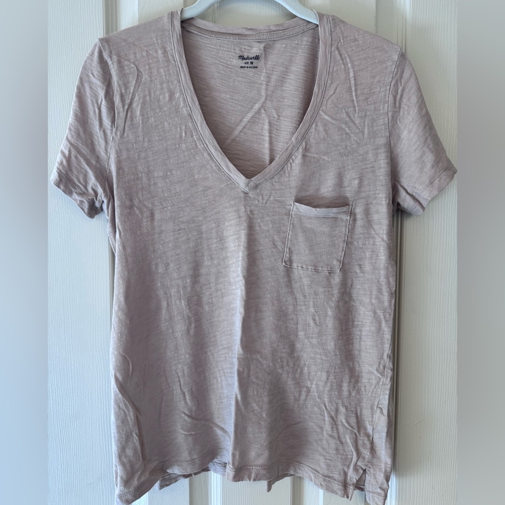 Madewell Blush V-Neck Tee with Pocket